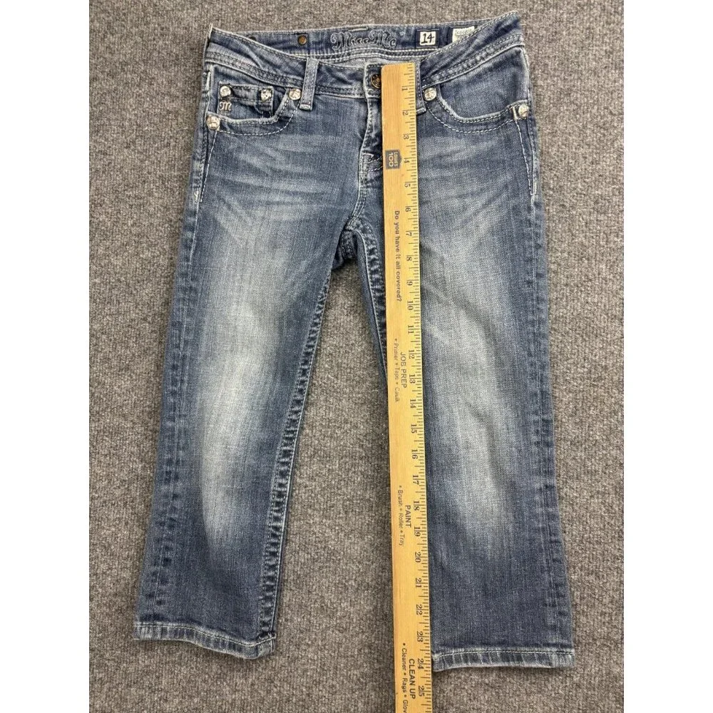 Miss Me Jeans Youth Girls 14 Capri JK6080P Medium Wash Embellished Pockets‎